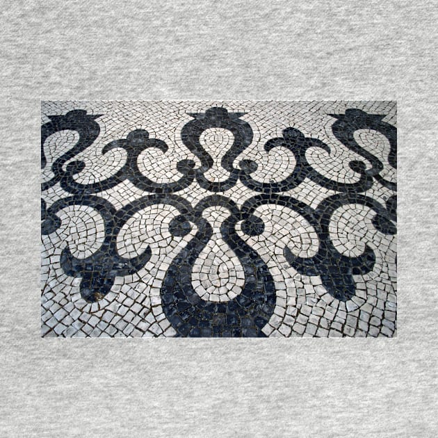 Swirly black and white patterns in Portuguese cobblestone by juliedawnfox